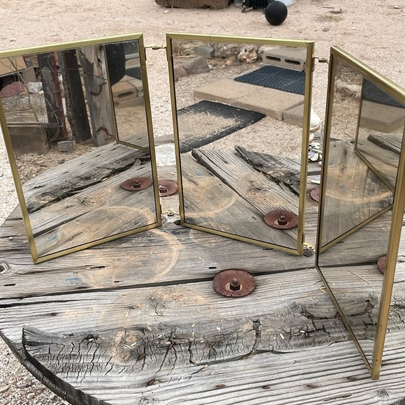 Vintage circa 1920 tri fold mirror 8x10 - Picture 5 of 9